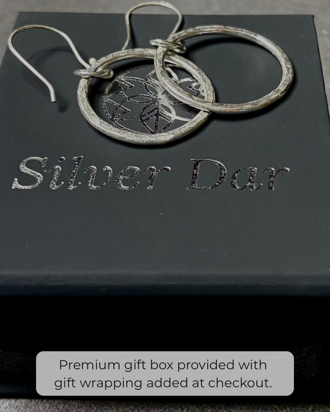 ARGENTIUM SILVER HAMMERED HOOP DANGLE EARRINGS