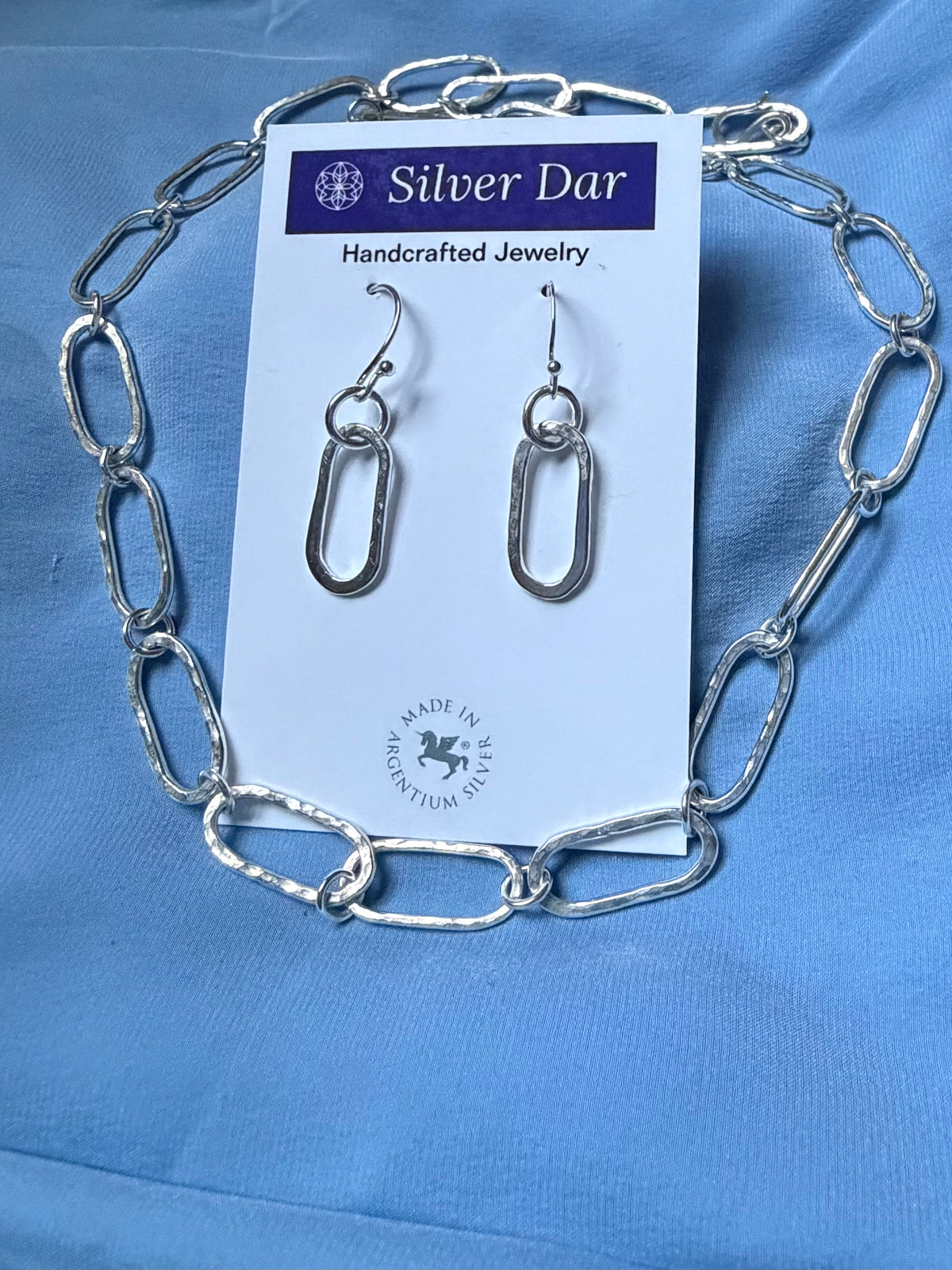 Legacy Oval Jewelry Set, Handcrafted Argentium Silver Necklace & Earrings