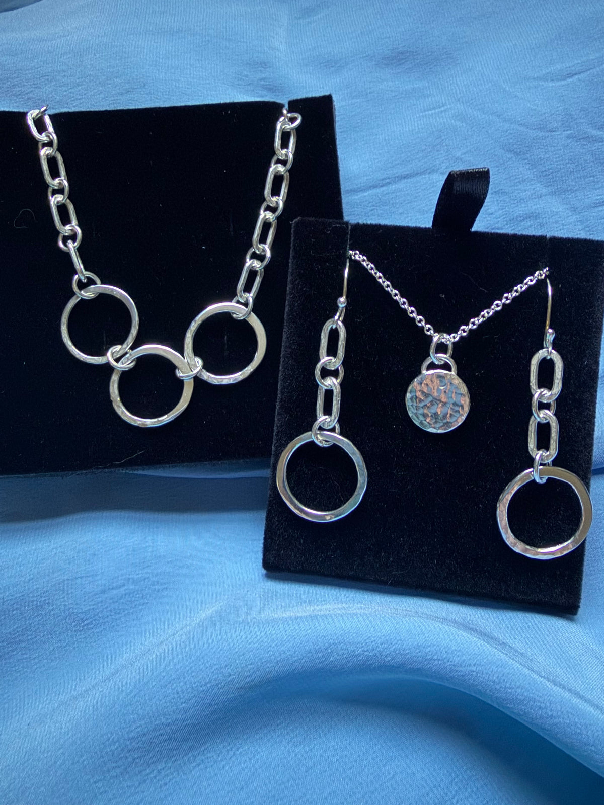 Circle Harmony Jewelry Set, Handcrafted Argentium Silver Necklace, Bracelet and Earrings Set