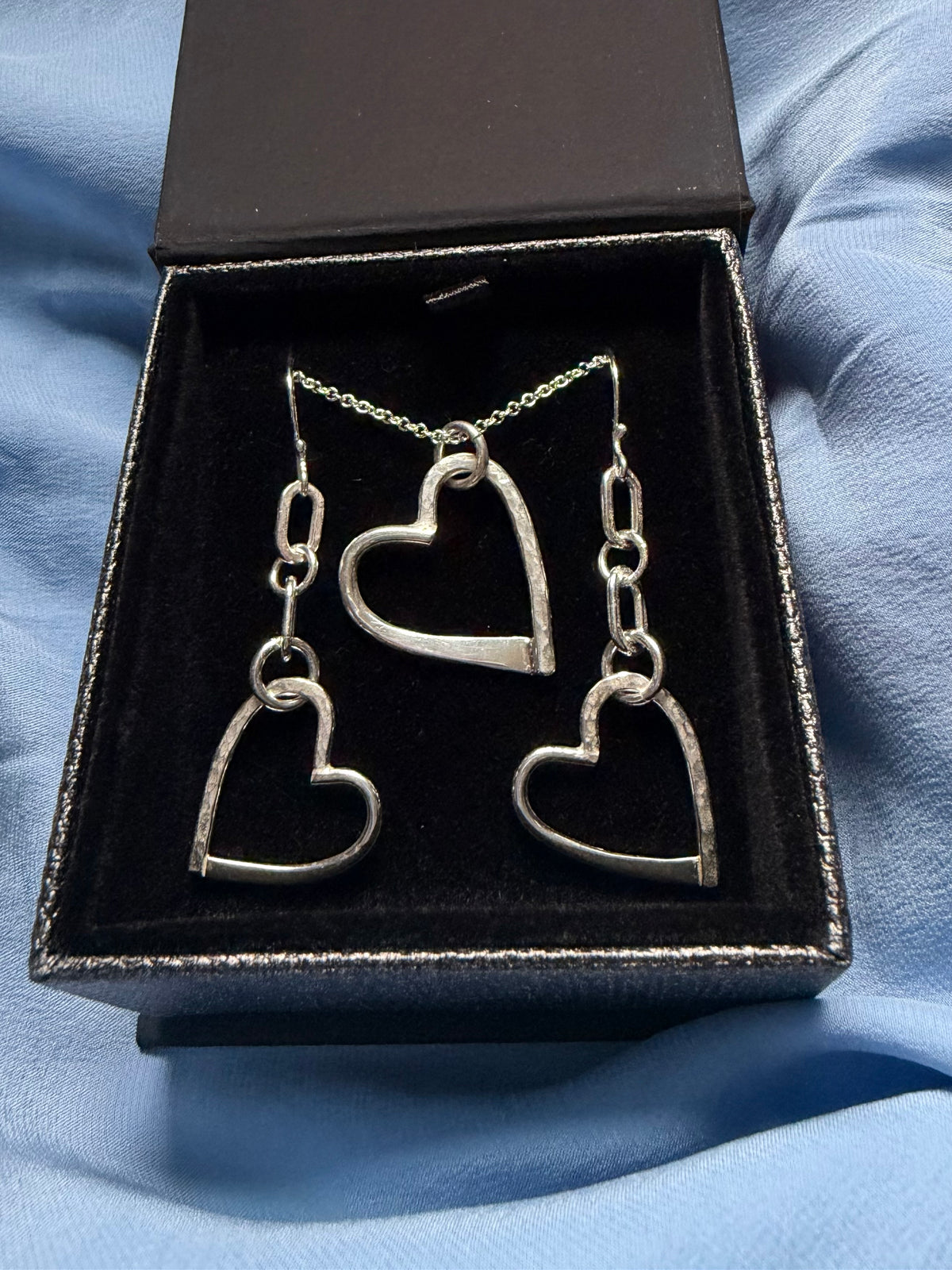 Legacy Heart Jewelry Set, Handcrafted Argentium Silver Necklace & Earrings