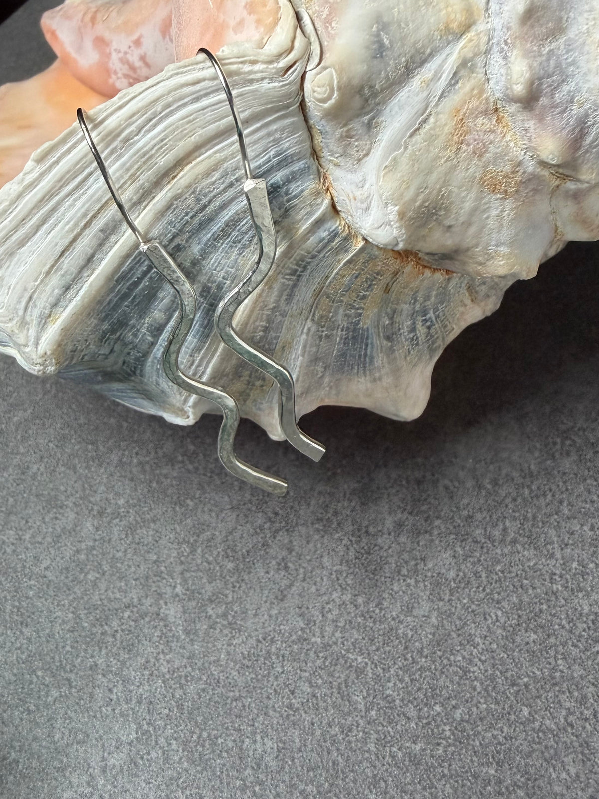ARGENTIUM SILVER HAMMERED WAVE DANGLE EARRINGS