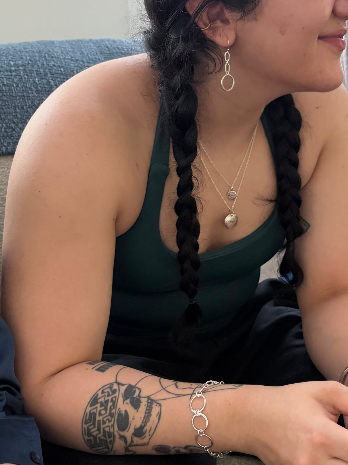 Argentium Silver Legacy Circle Dangle Earrings on Chains