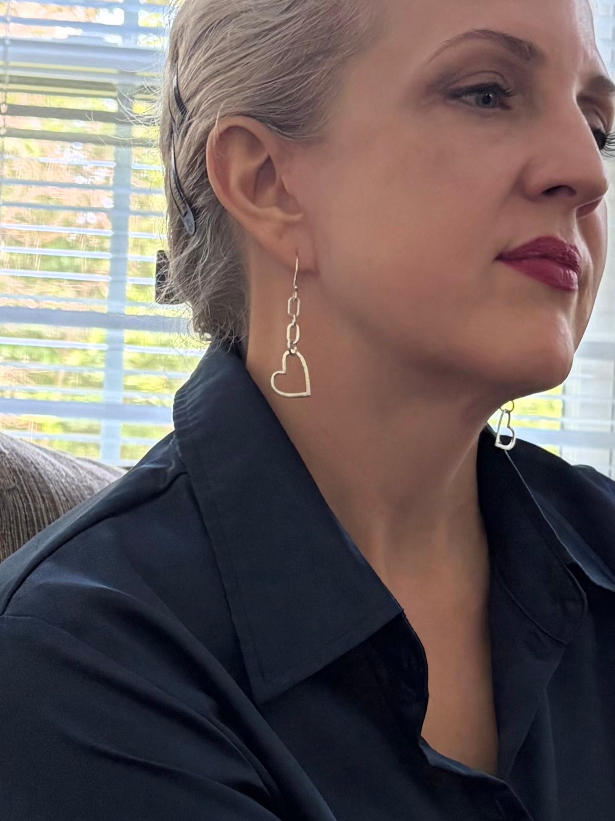 Argentium Silver Legacy Heart Dangle Earrings on Chain