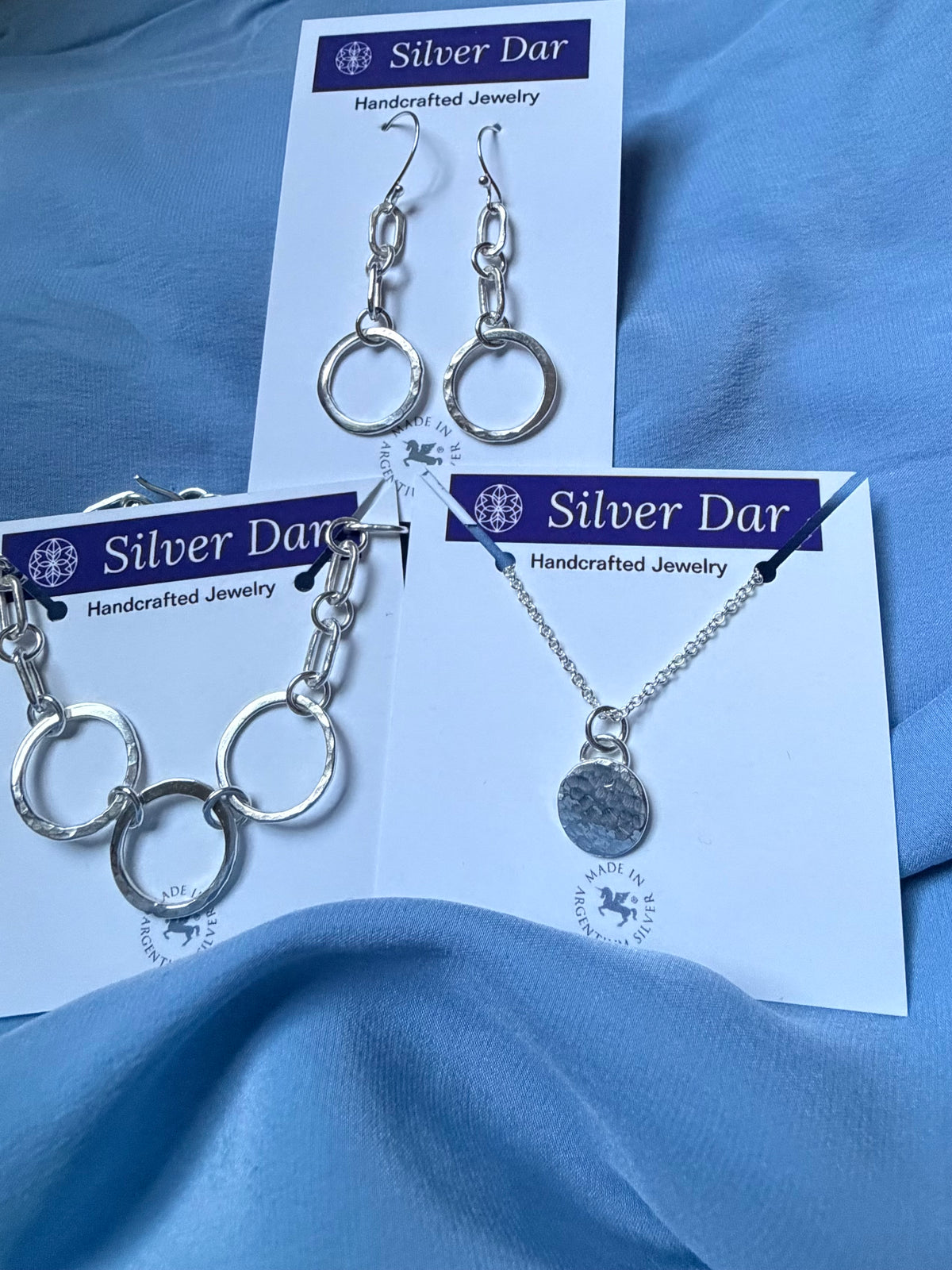 Circle Harmony Jewelry Set, Handcrafted Argentium Silver Necklace, Bracelet and Earrings Set