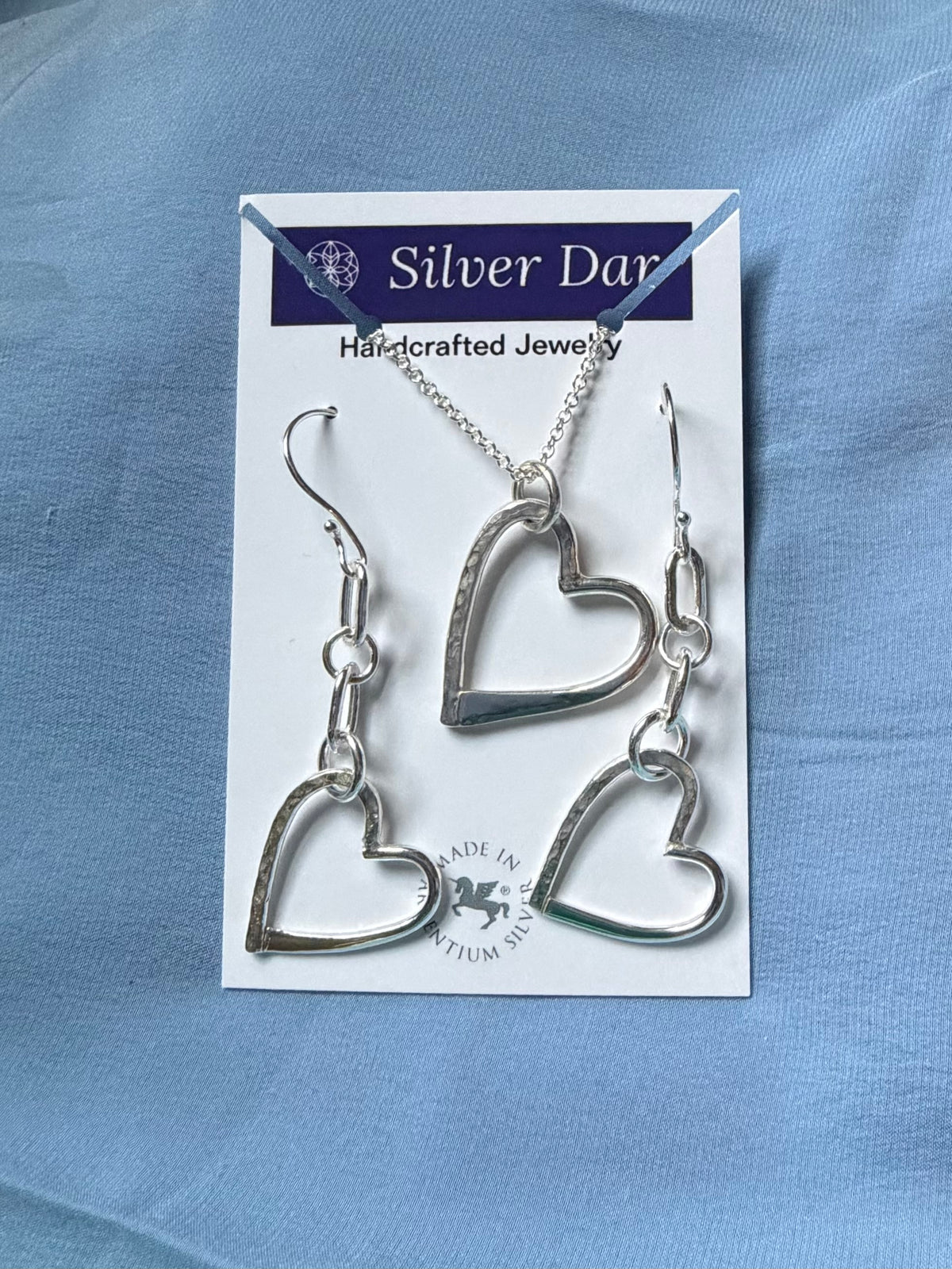 Legacy Heart Jewelry Set, Handcrafted Argentium Silver Necklace & Earrings
