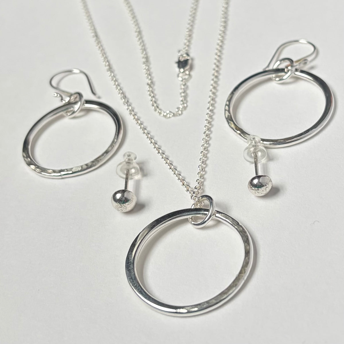 Legacy Circle Jewelry Set, Handcrafted Argentium Silver Necklace, Bracelet & Earrings Set