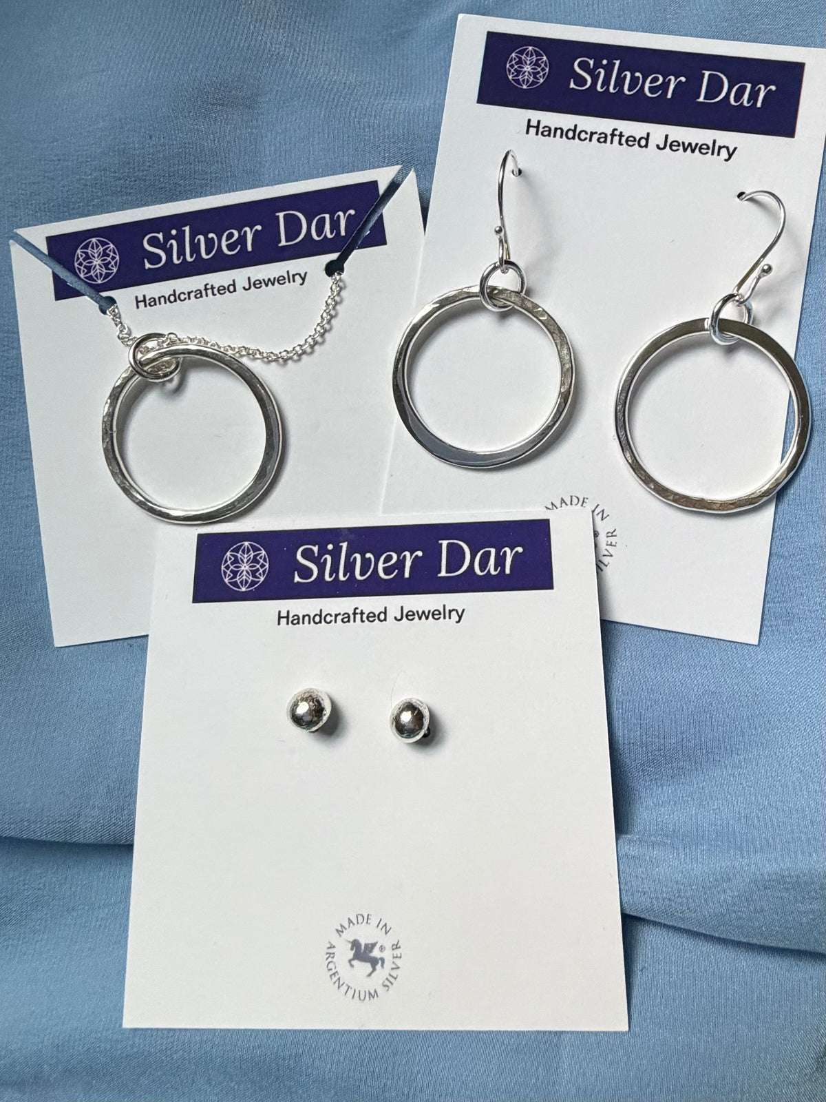 Legacy Circle Jewelry Set, Handcrafted Argentium Silver Necklace, Bracelet & Earrings Set