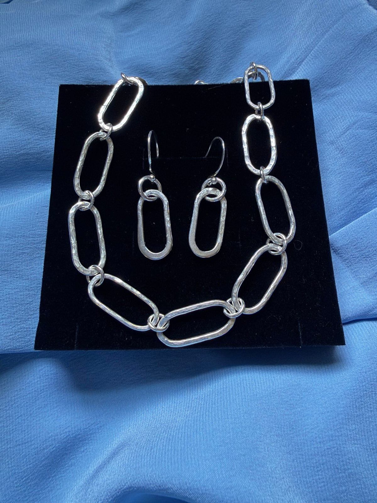 Legacy Oval Jewelry Set, Handcrafted Argentium Silver Necklace & Earrings