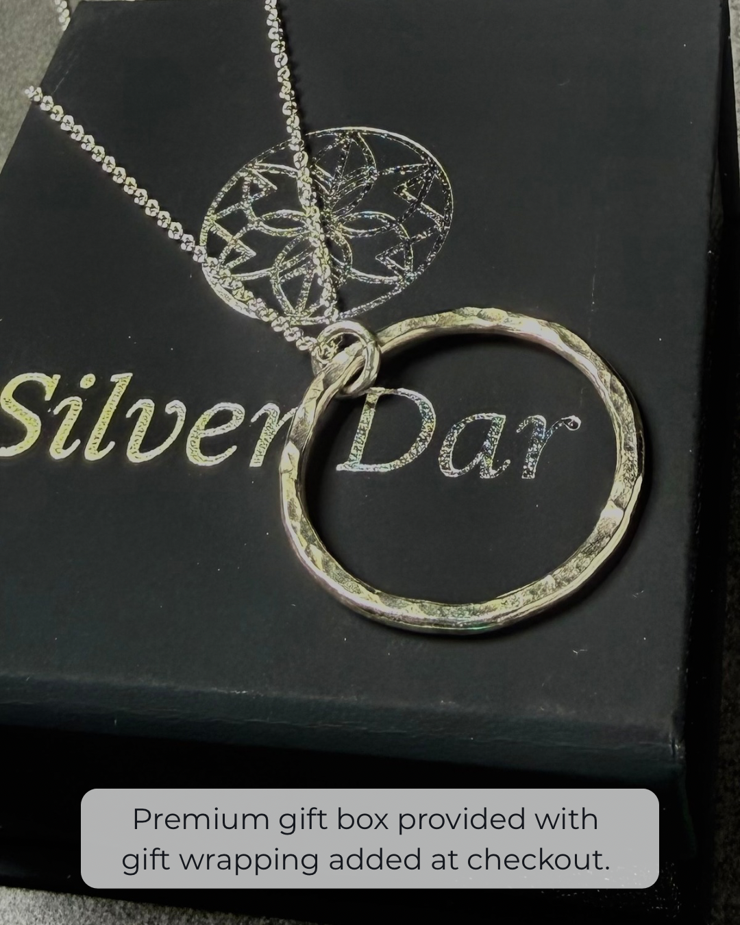 ARGENTIUM SILVER HAMMERED HOOP NECKLACE