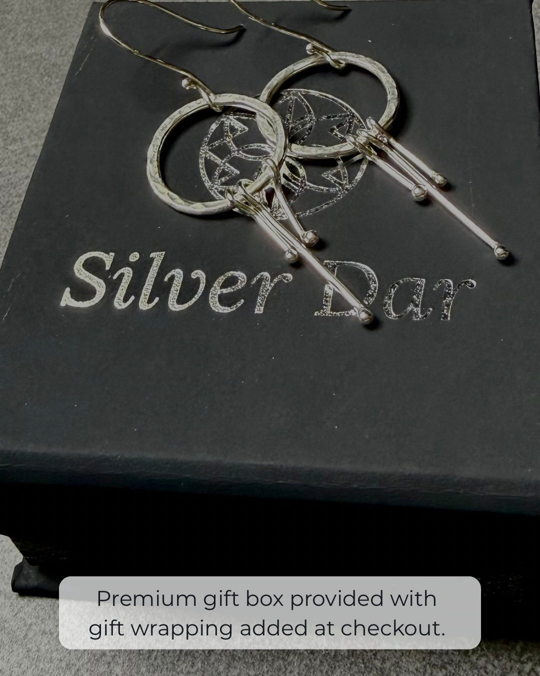 ARGENTIUM SILVER HAMMERED HOOP AND DANGLE EARRINGS