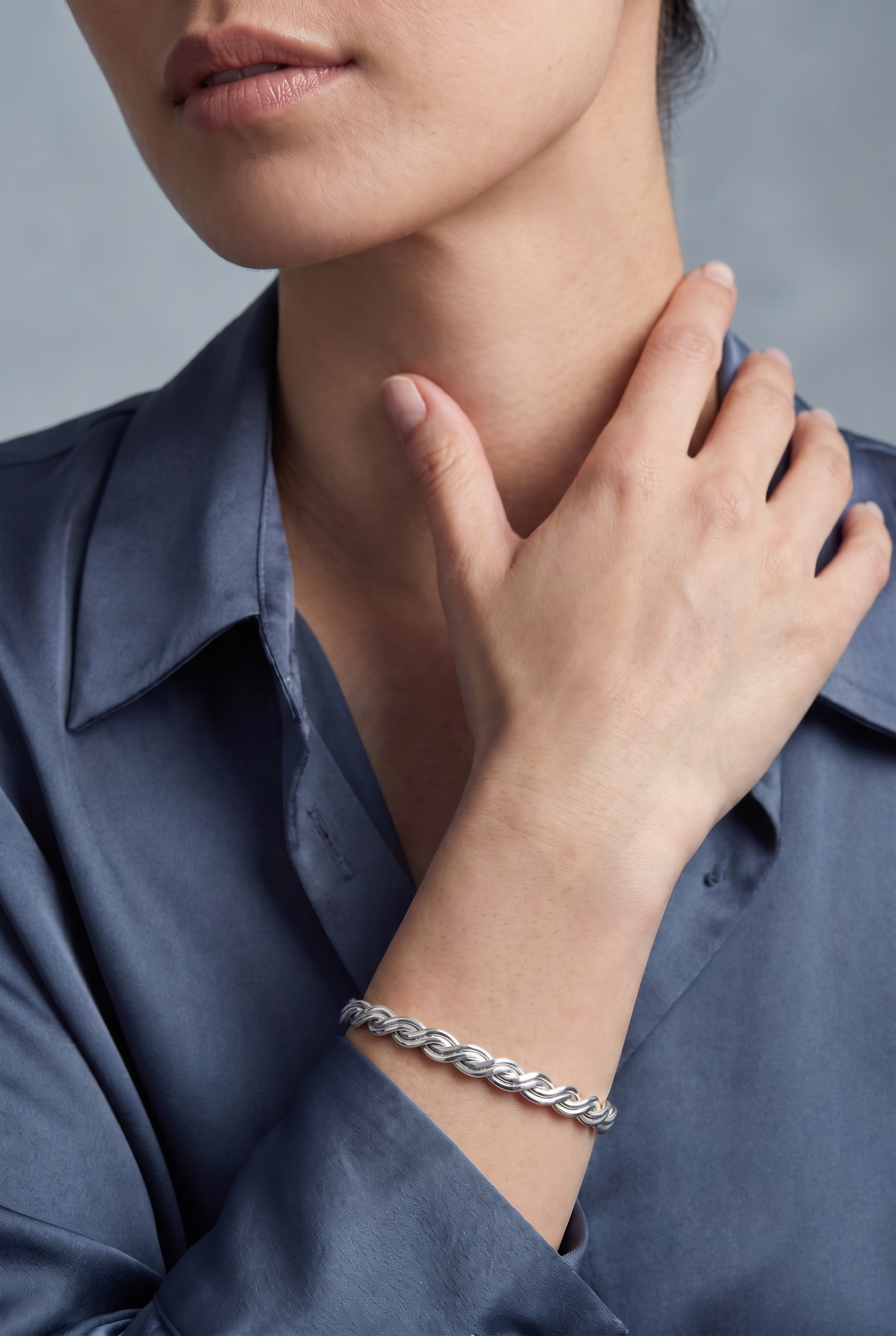 ARGENTIUM SILVER BRAIDED CUFF BRACELET
