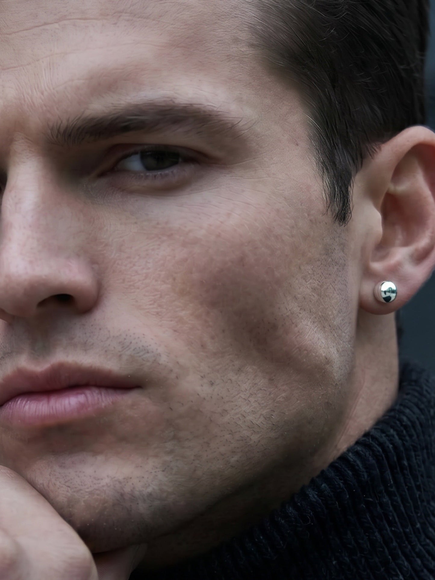 ARGENTIUM SILVER MEN'S SOLID BALL POST EARRINGS