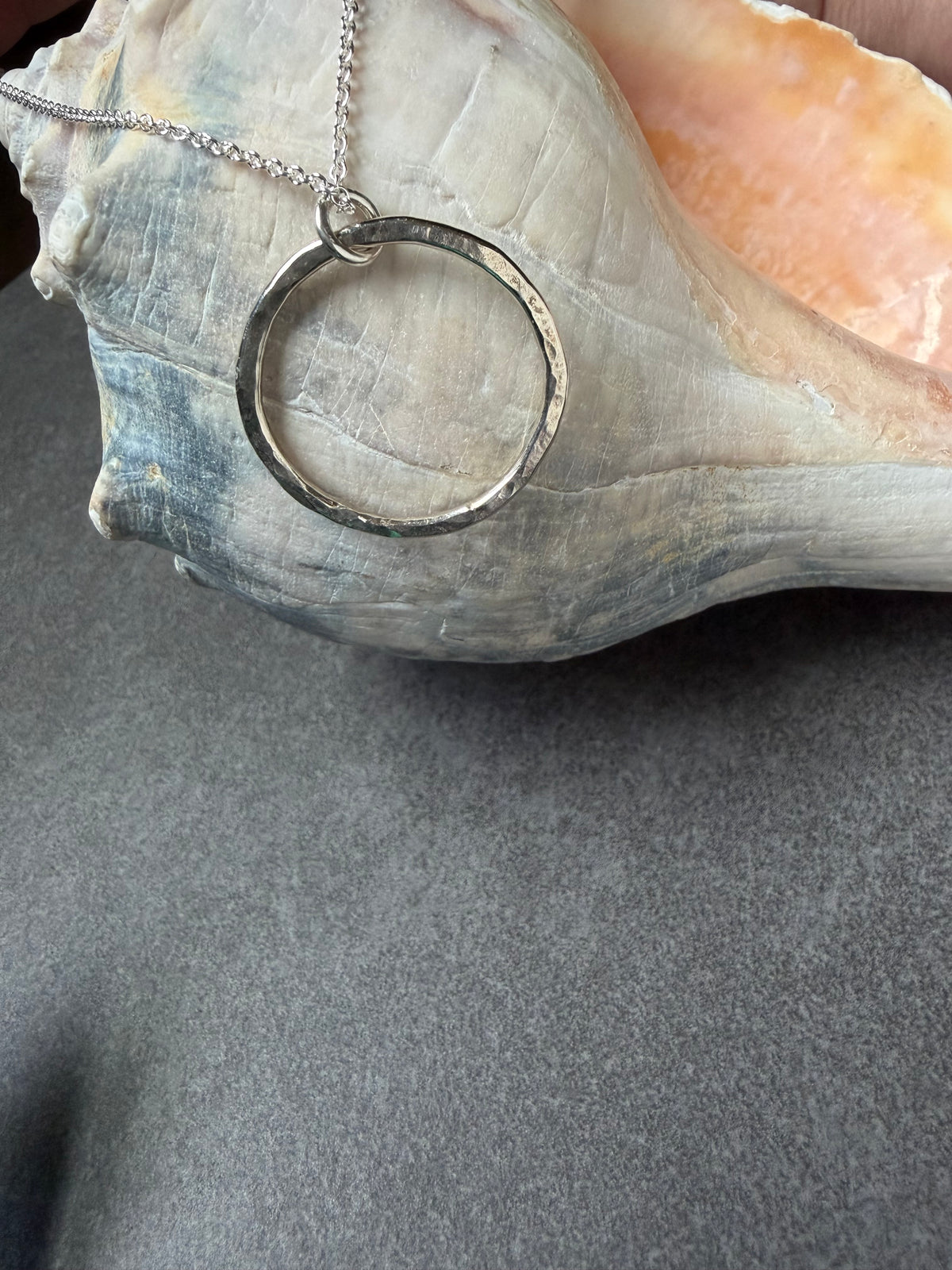 ARGENTIUM SILVER HAMMERED HOOP NECKLACE