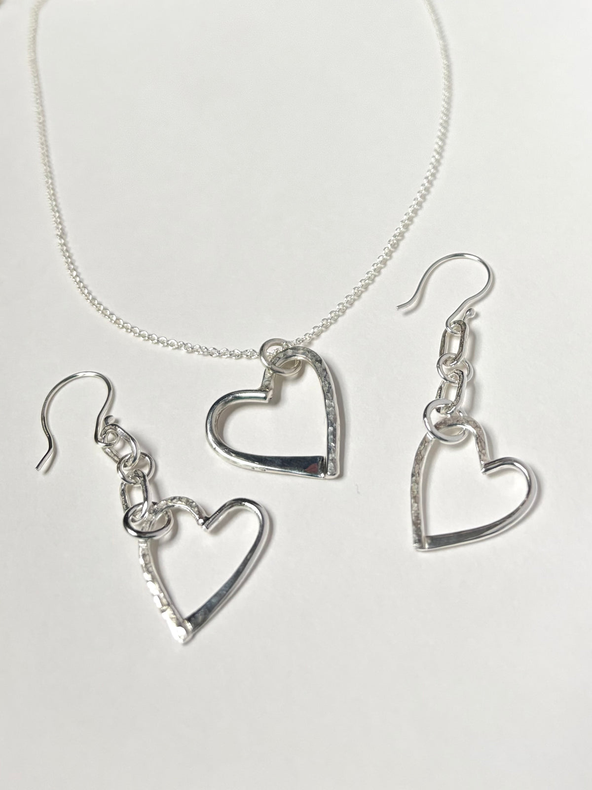Legacy Heart Jewelry Set, Handcrafted Argentium Silver Necklace & Earrings