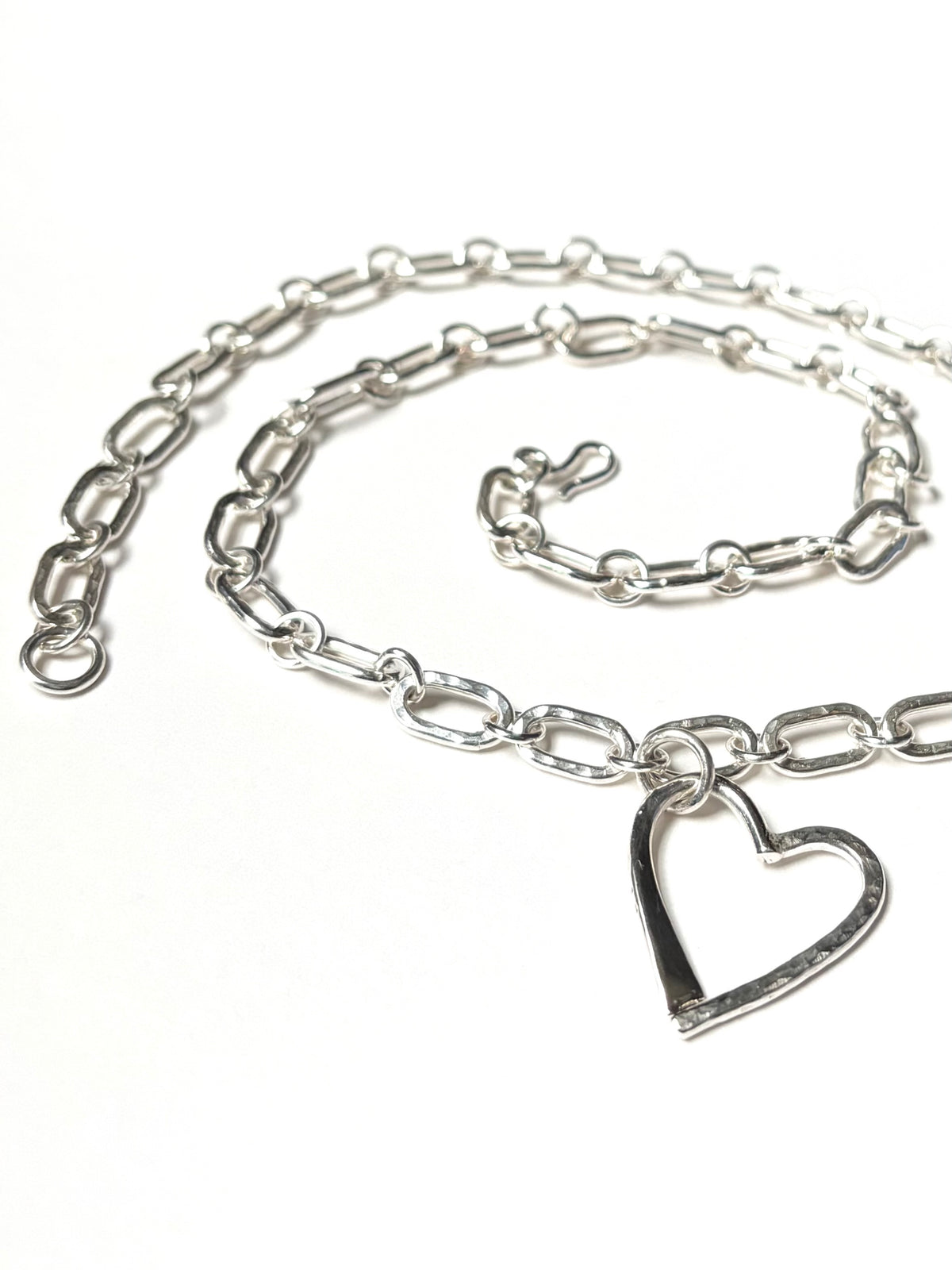 Argentium Silver Classic Legacy Chain Link Necklace with Legacy Heart Pendant