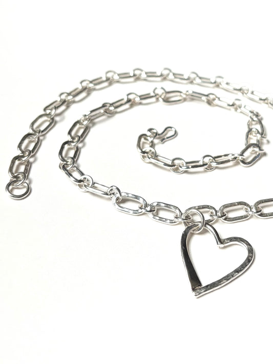 Argentium Silver Classic Legacy Chain Link Necklace with Legacy Heart Pendant