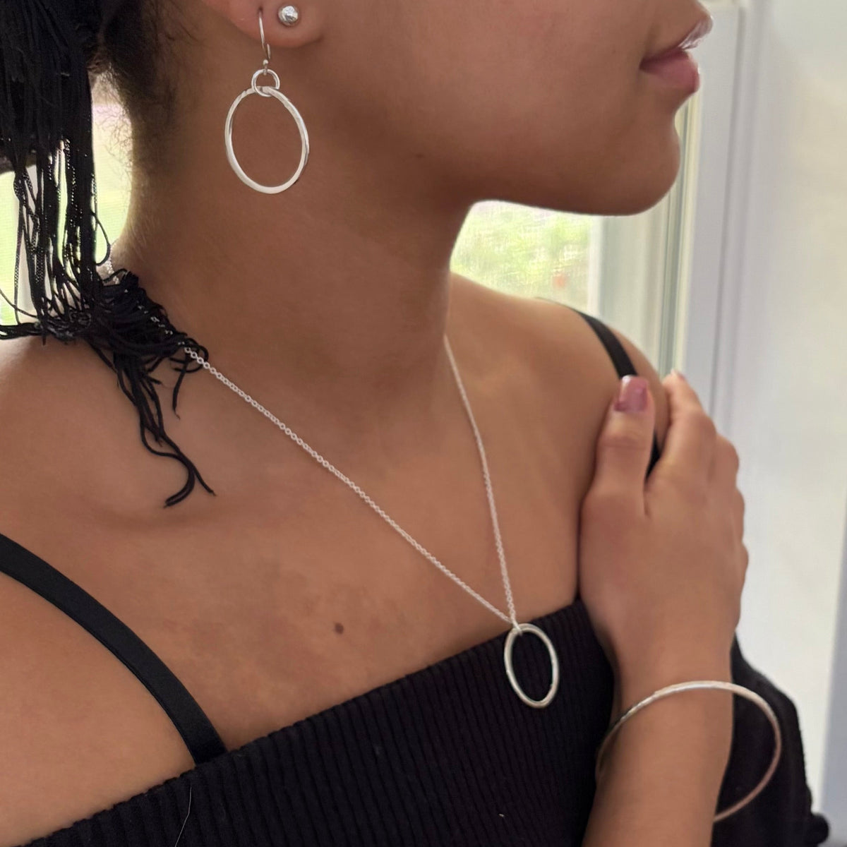 Argentium Silver Large Legacy Circle Dangle Earrings