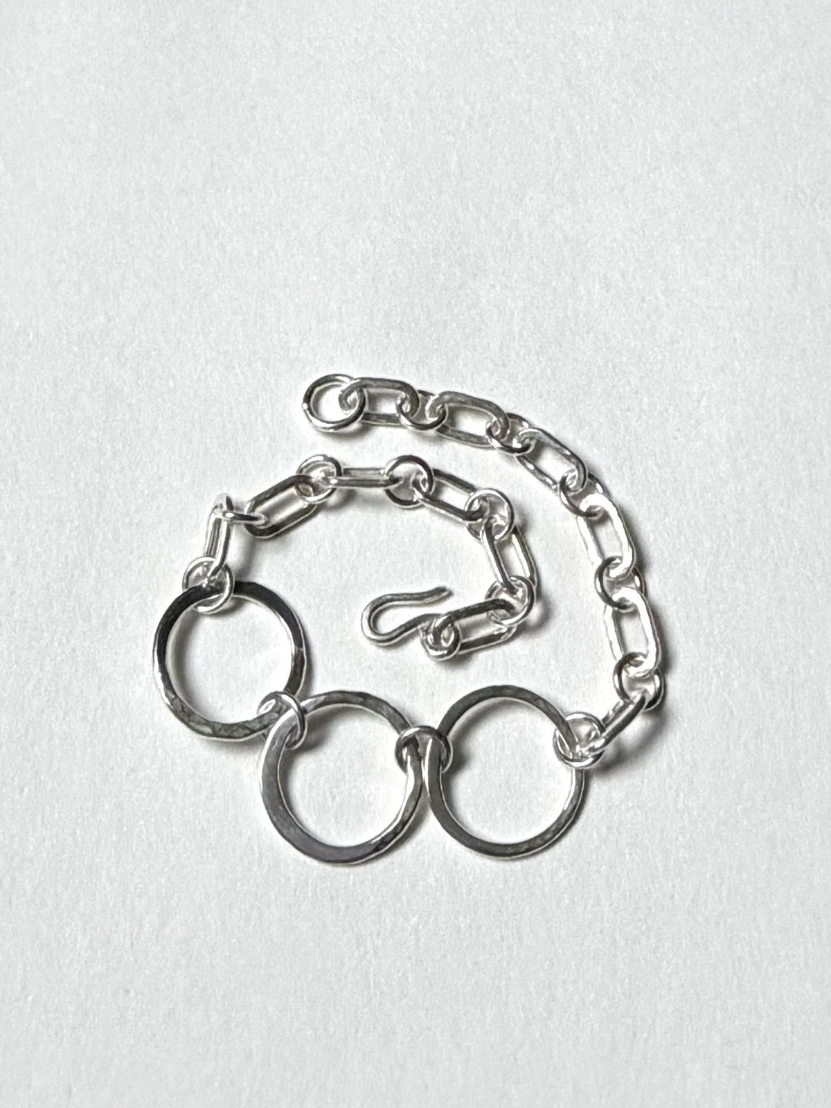 Argentium Silver Fine Legacy Chain Link Bracelet with Three Circles
