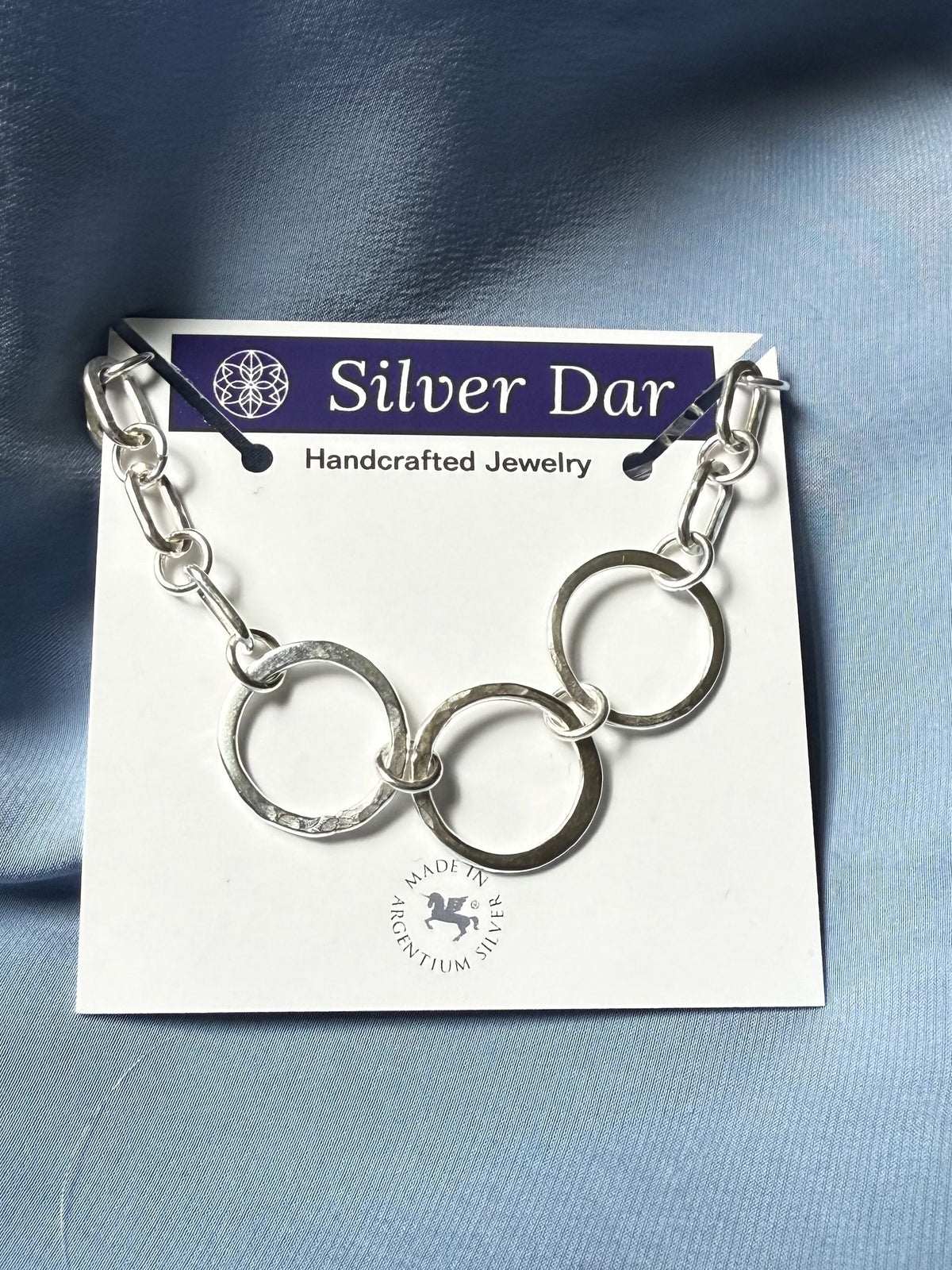Argentium Silver Fine Legacy Chain Link Bracelet with Three Circles