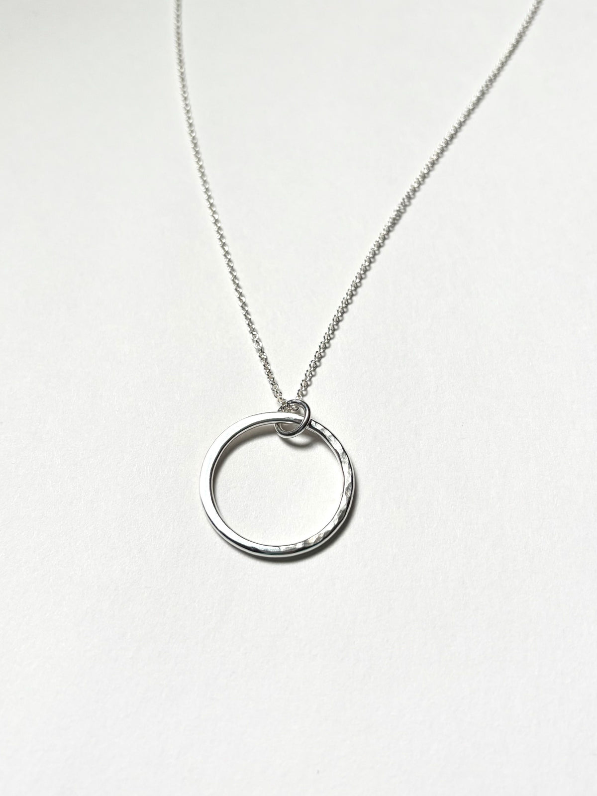 Argentium Silver Large Legacy Circle Pendant Necklace on Cable Chain