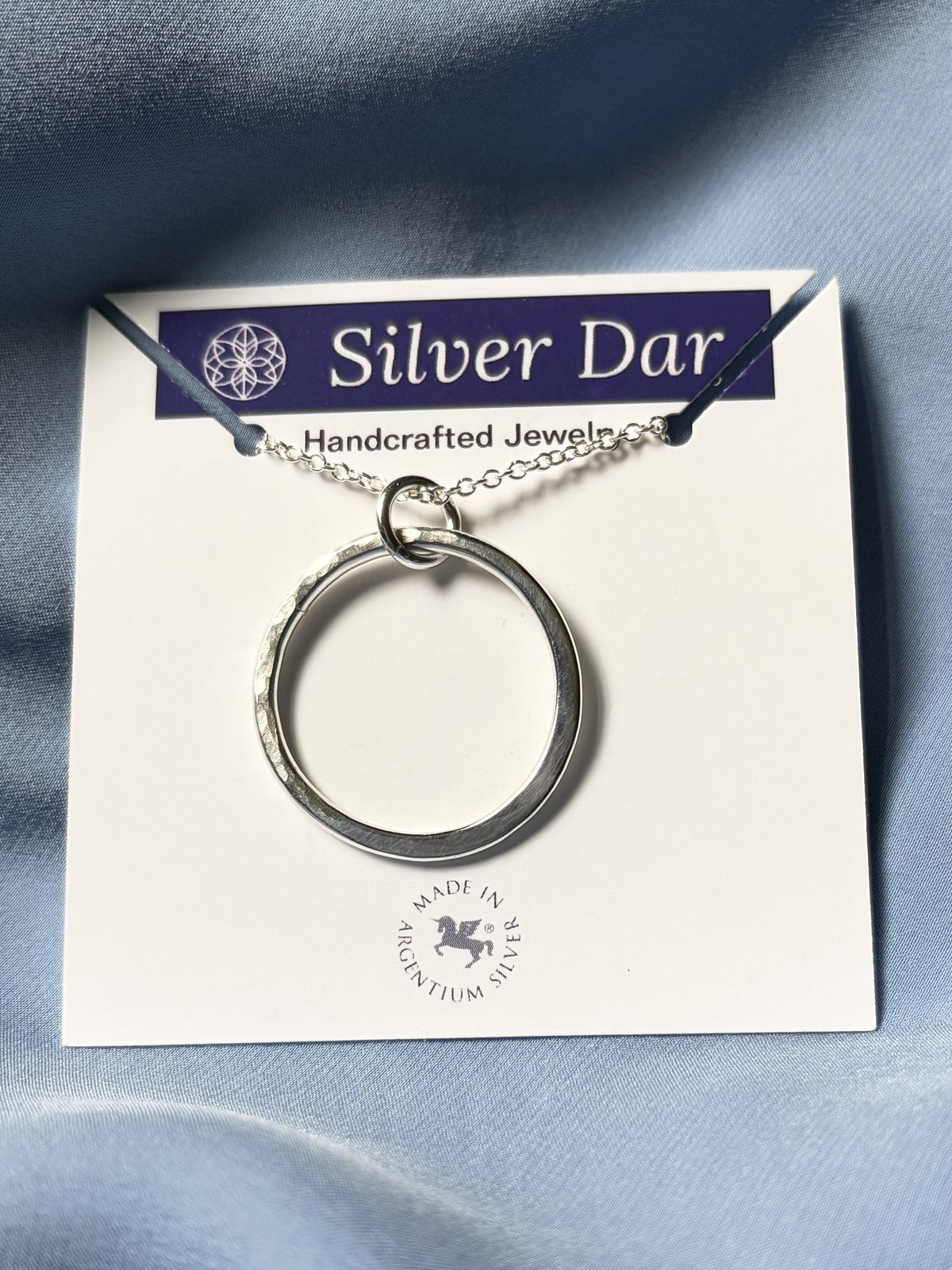 Argentium Silver Large Legacy Circle Pendant Necklace on Cable Chain