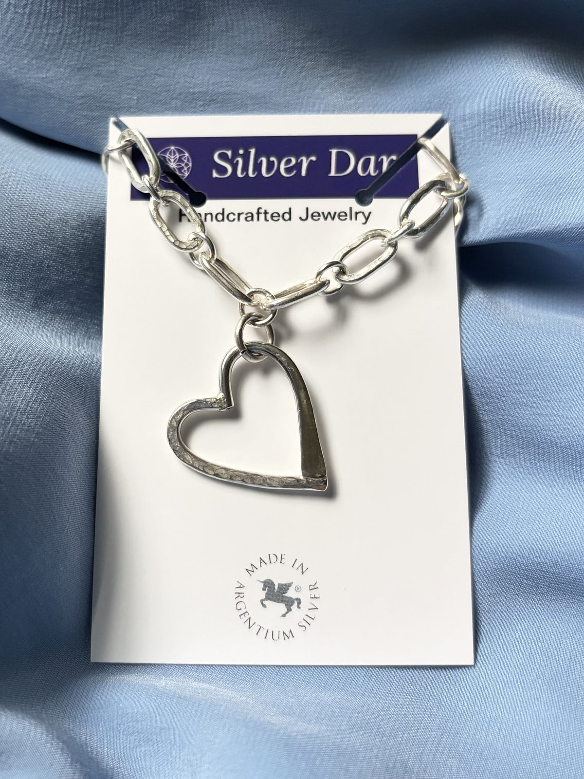 Argentium Silver Classic Legacy Chain Link Necklace with Legacy Heart Pendant