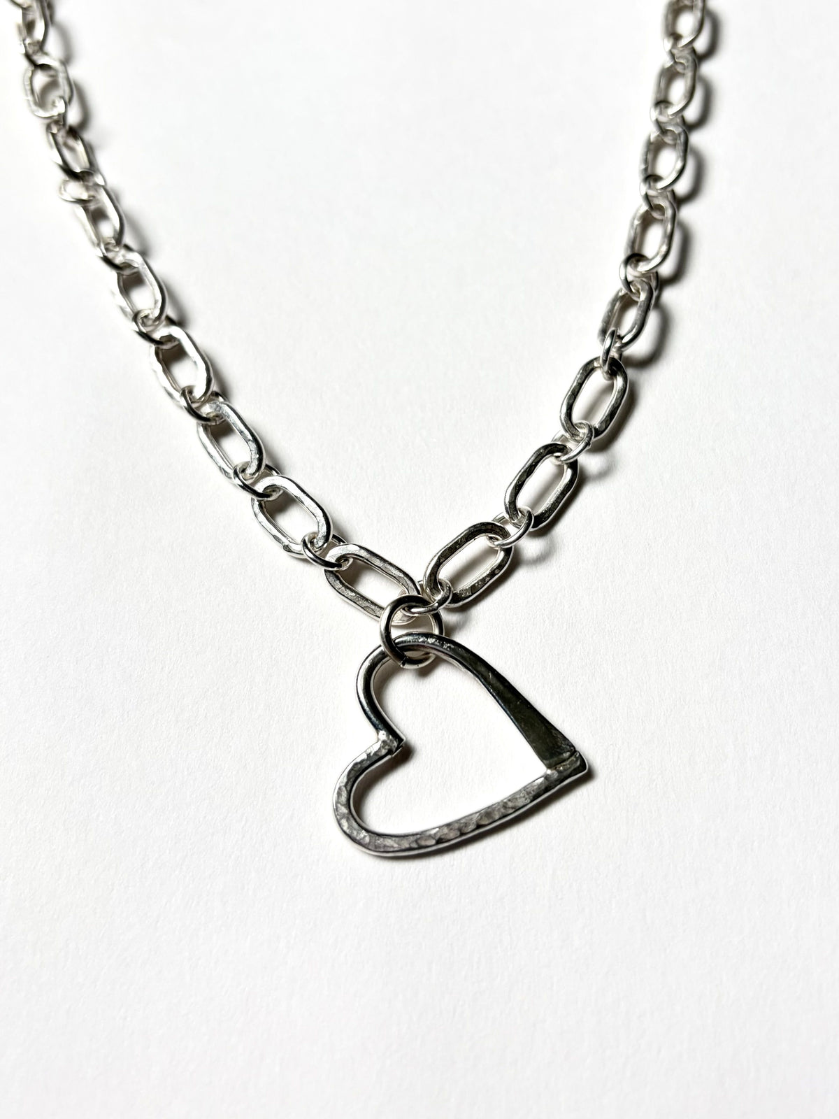 Argentium Silver Classic Legacy Chain Link Necklace with Legacy Heart Pendant
