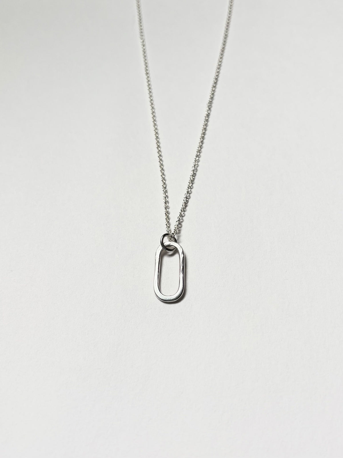 Argentium Silver Legacy Oval Pendant Necklace on Cable Chain