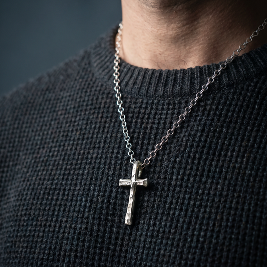 ARGENTIUM SILVER MEN'S CROSS NECKLACE