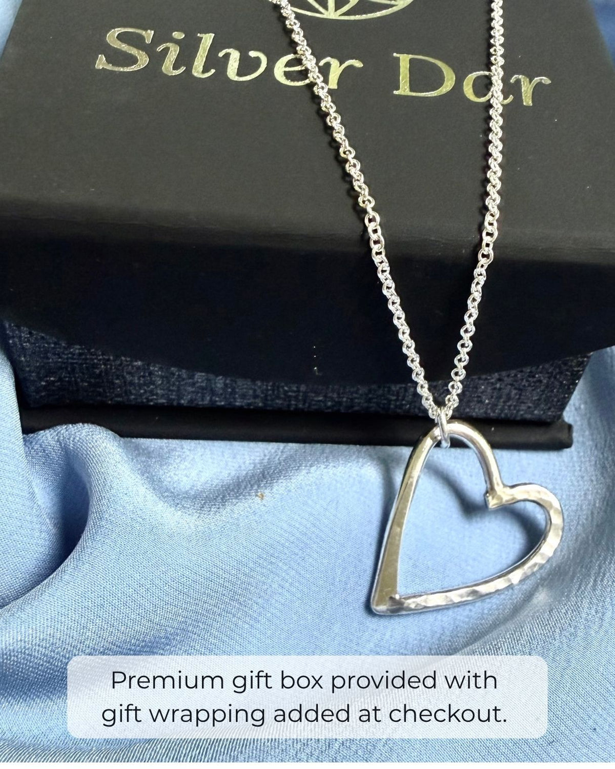 Argentium Silver Legacy Heart Pendant Necklace on Cable Chain