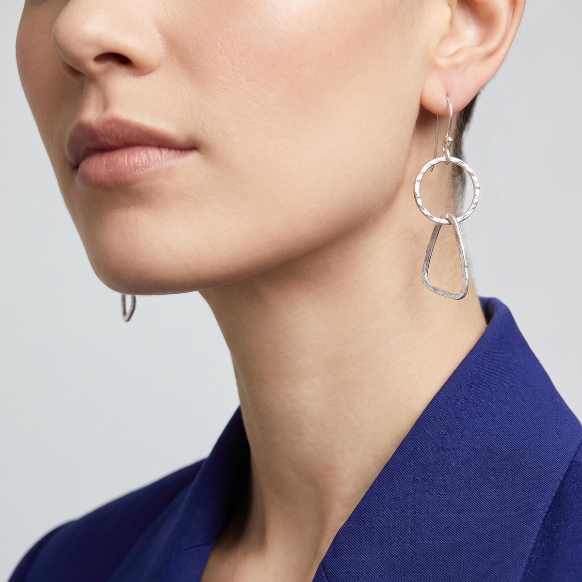 Handcrafted Argentium Silver Double Hoop Earrings, Geometric Statement Dangles