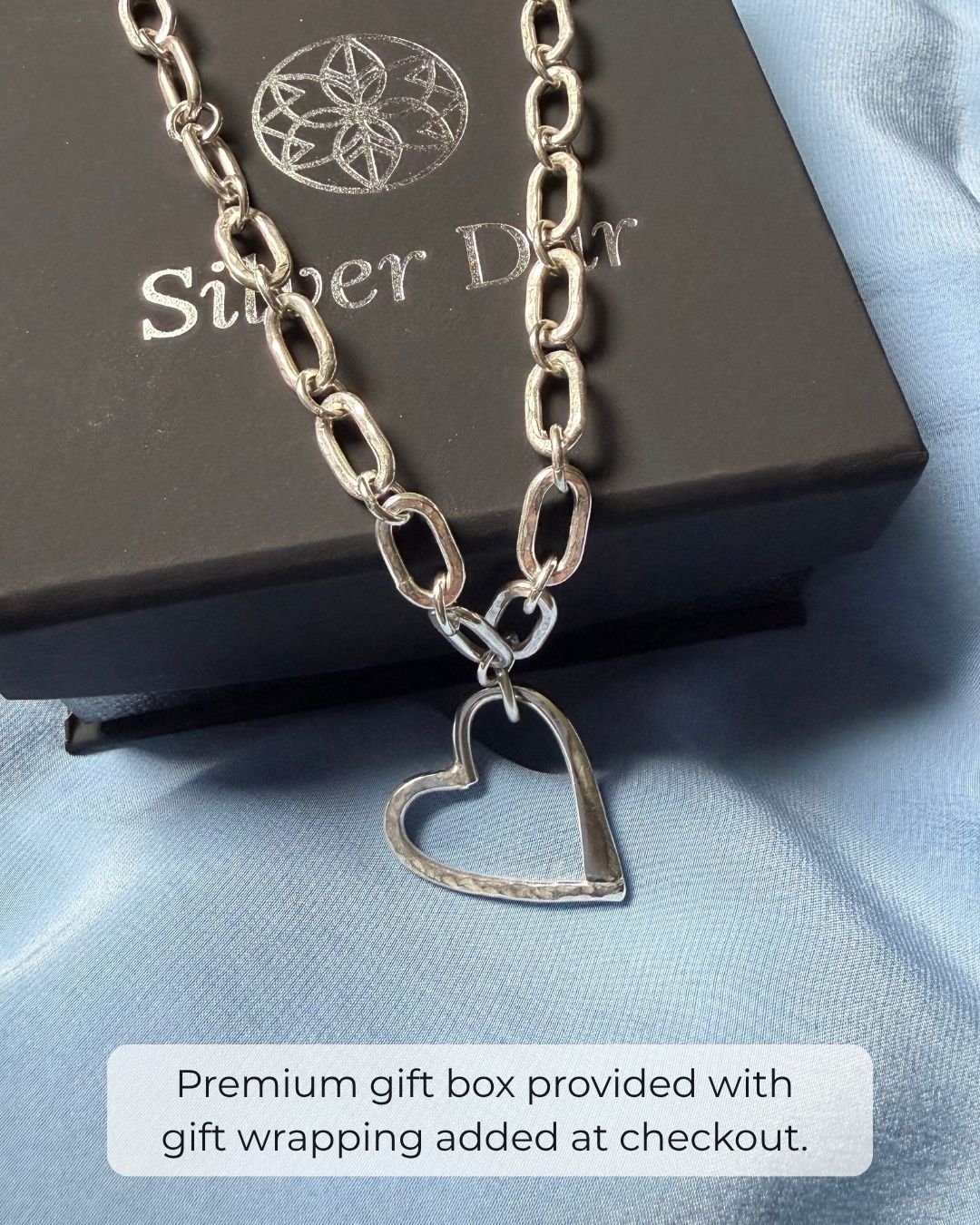 Argentium Silver Classic Legacy Chain Link Necklace with Legacy Heart Pendant