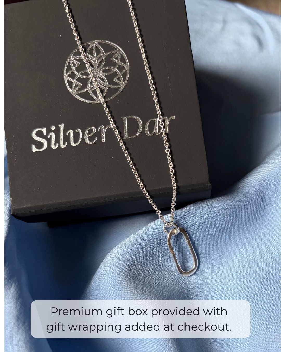 Argentium Silver Legacy Oval Pendant Necklace on Cable Chain