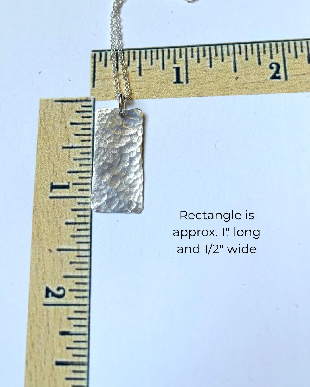 ARGENTIUM SILVER WIDE HAMMERED BAR NECKLACE
