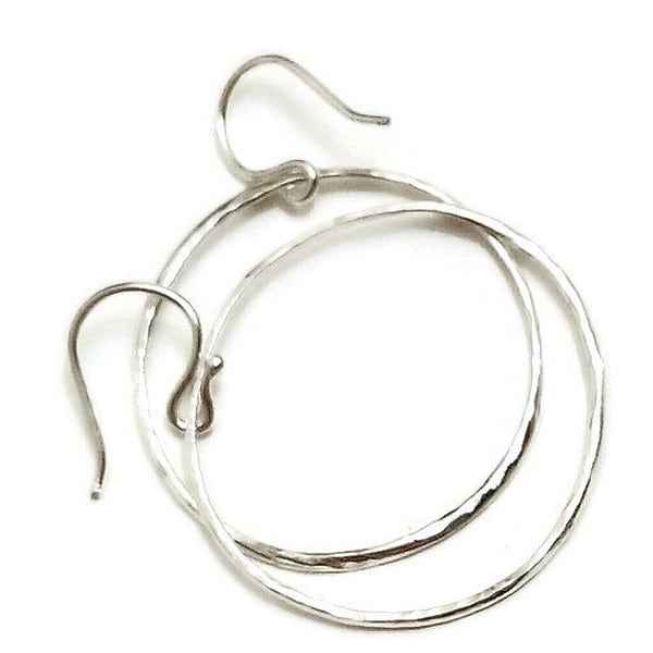 Handcrafted Argentium Silver Hoop Earrings, Hypoallergenic, Tarnish Resistant Modern Jewelry