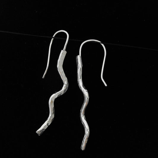 Handcrafted Long Hammered Argentium Silver Earrings, Hypoallergenic and Tarnish Resistant Jewelry Gift for Women