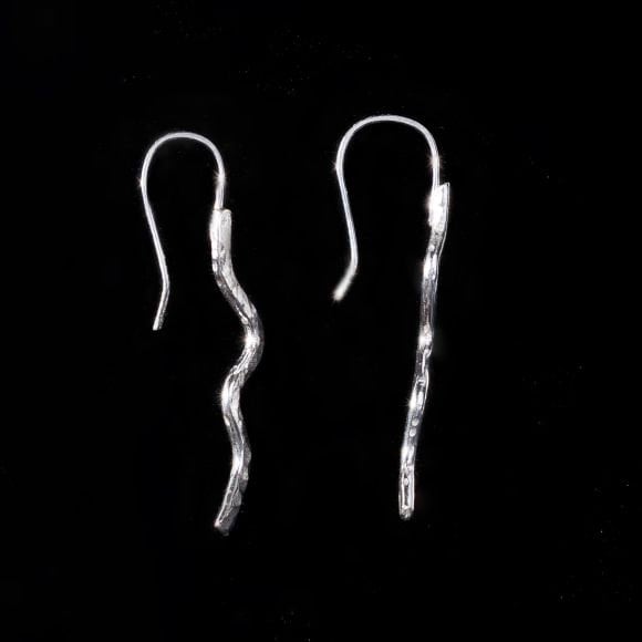 Hammered Argentium Silver Wave Earrings, Modern Hypoallergenic and Tarnish Resistant Jewelry