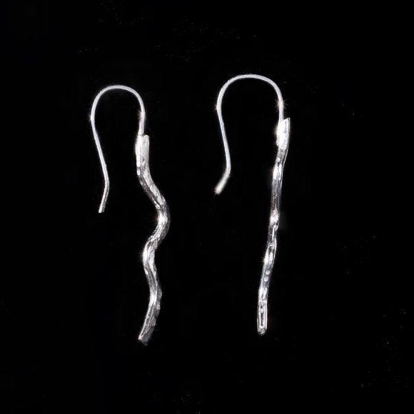Hammered Argentium Silver Wave Earrings, Modern Hypoallergenic and Tarnish Resistant Jewelry