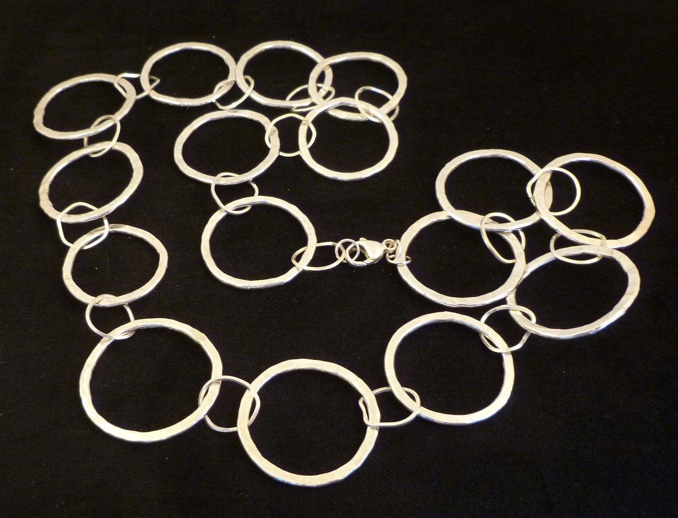 Hammered Argentium Silver Circle Chain, Heavy Statement Necklace for Men or Women