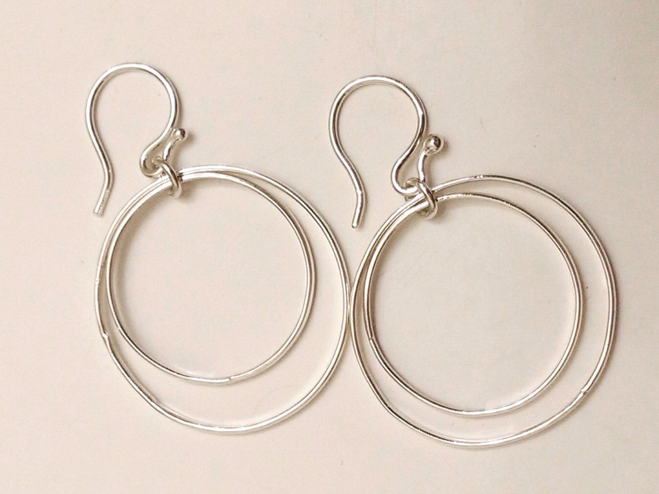 Handcrafted Argentium Silver Double Hoop Earrings, Hypoallergenic Tarnish Resistant Jewelry