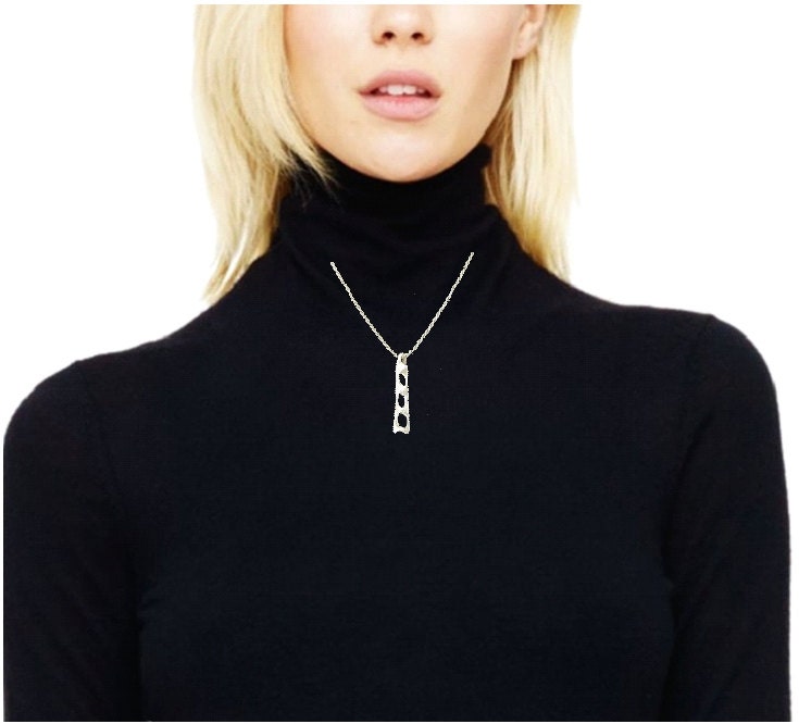 Argentium Silver Unique Bar Necklace, Modern Tarnish Resistant Jewelry