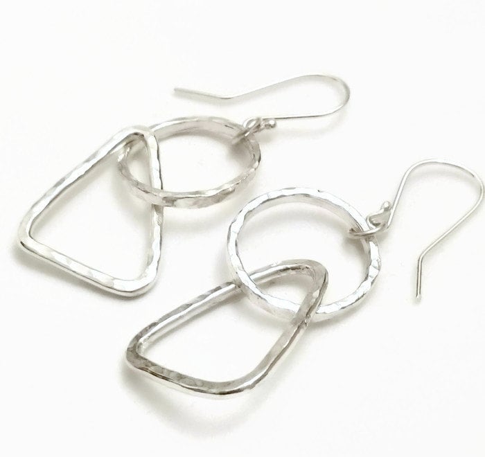 Handcrafted Argentium Silver Chunky Double Hoop Earrings, Hypoallergenic and Tarnish Resistant Jewelry