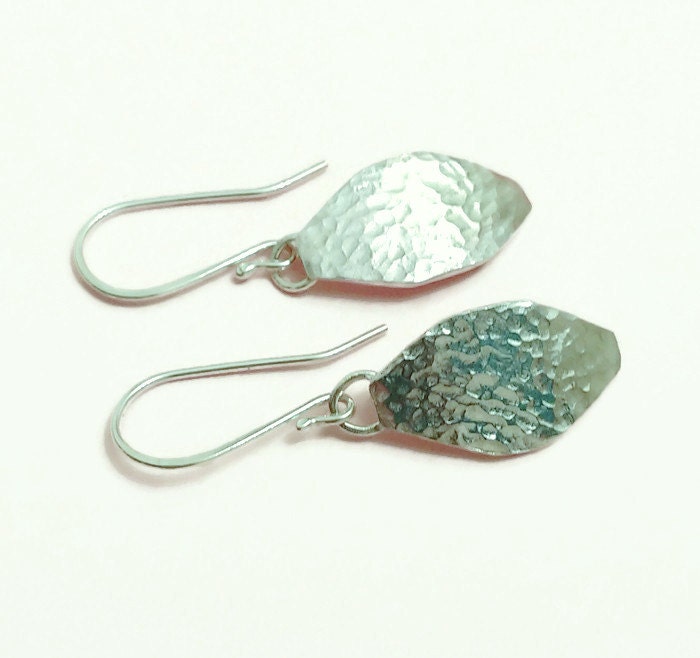 Handcrafted Chunky Hammered Argentium Silver Earrings, Hypoallergenic and Tarnish Resistant Jewelry Gift for Women