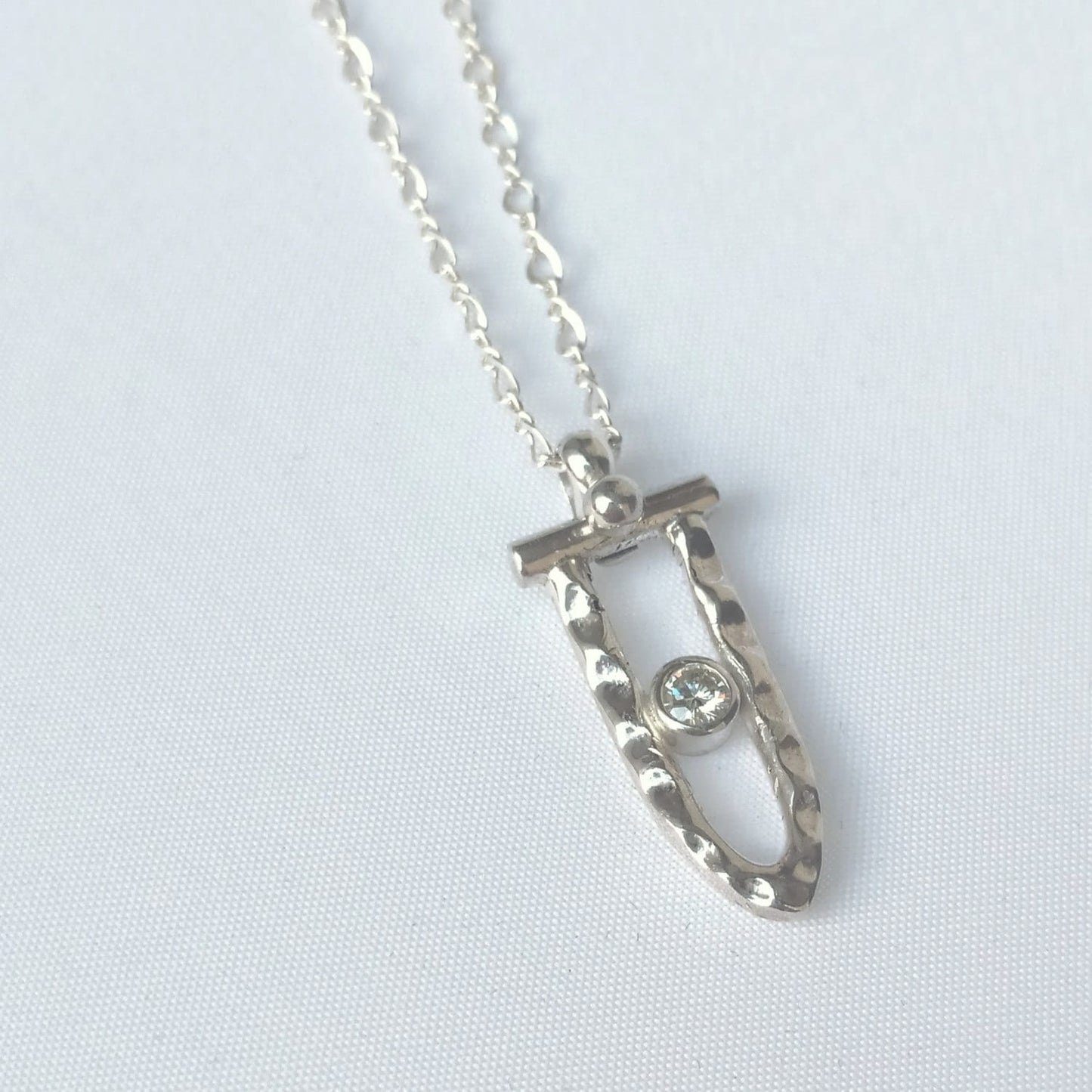 Handcrafted Argentium Silver Moissanite Necklace, Diamond Alternative Jewelry, Tarnish Resistant and Eco Friendly