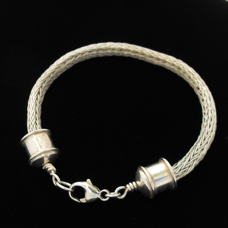 Handwoven Argentium Silver Viking Knit Bracelet, Tarnish Resistant Jewelry