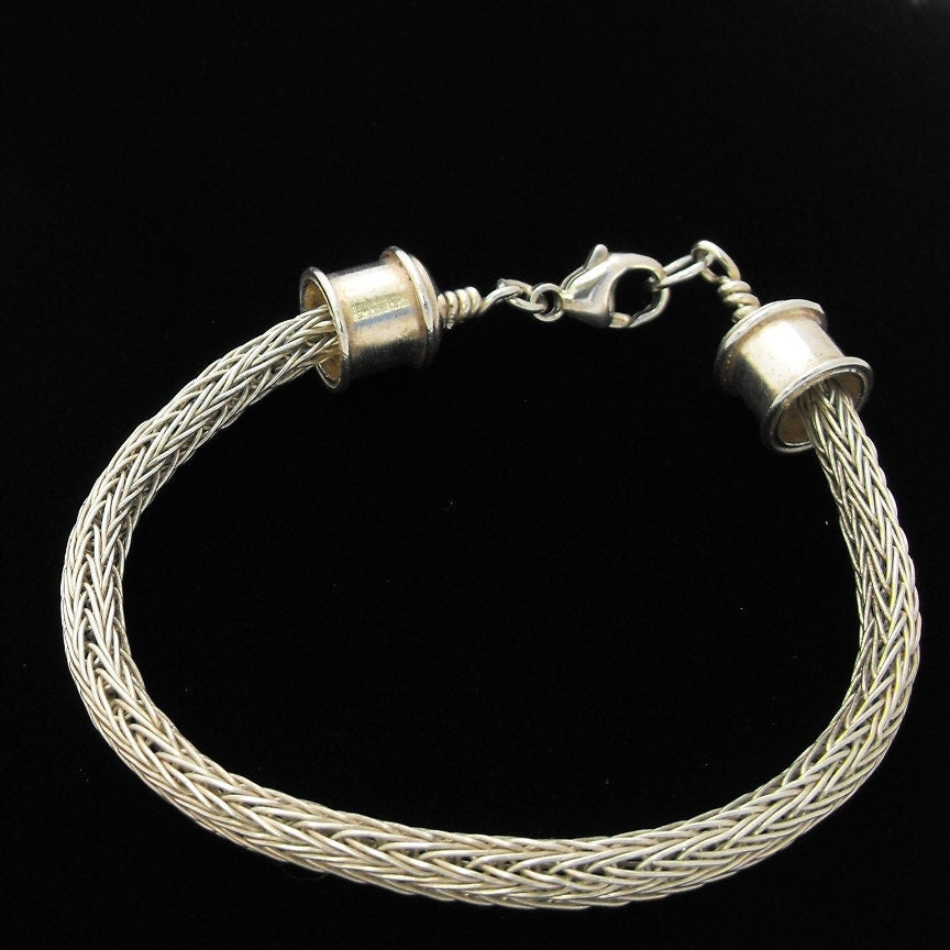 Handwoven Argentium Silver Viking Knit Bracelet, Tarnish Resistant Jewelry