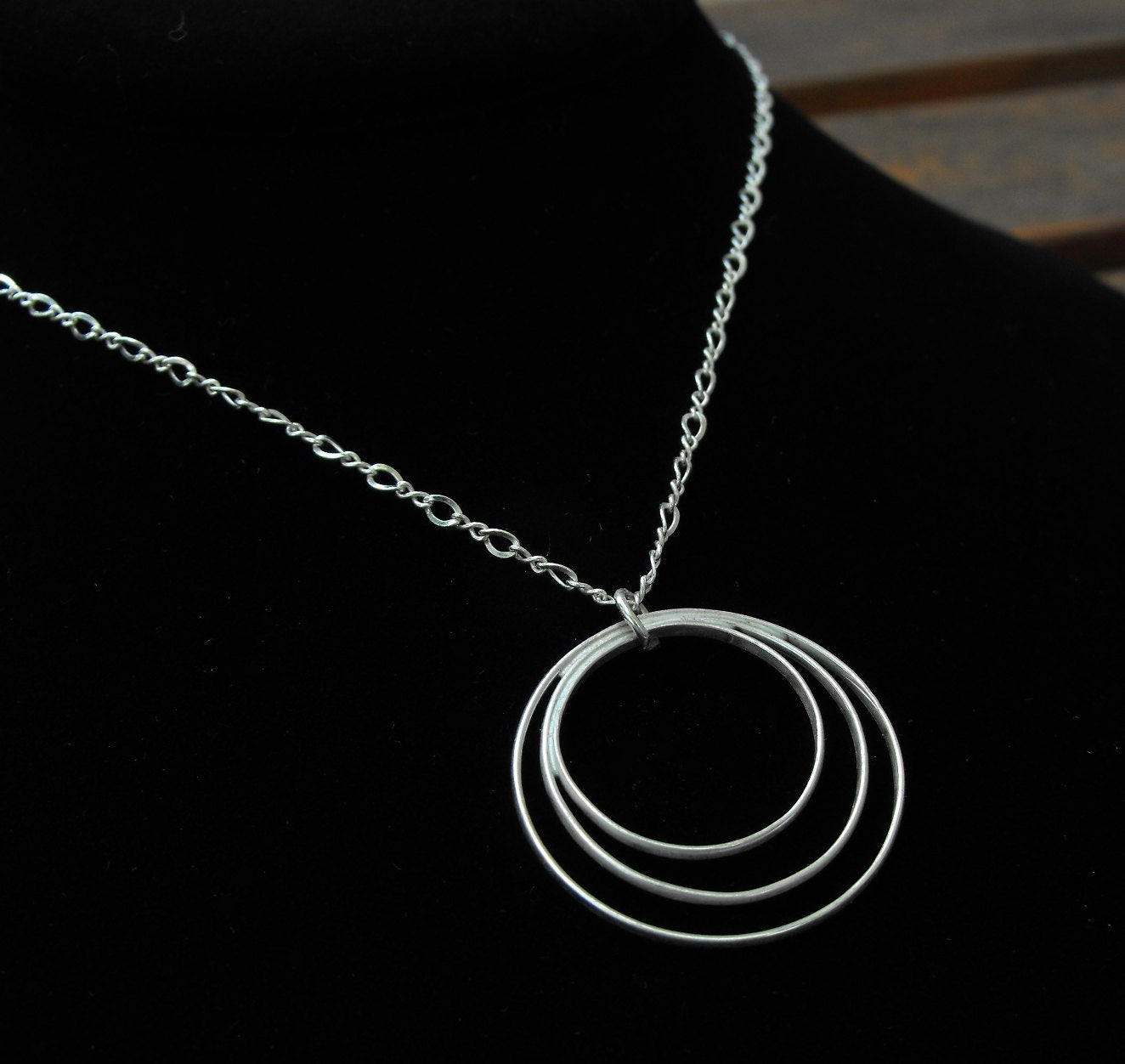 Handcrafted Argentium Silver Triple Circle Necklace, Tarnish Resistant Modern Jewelry