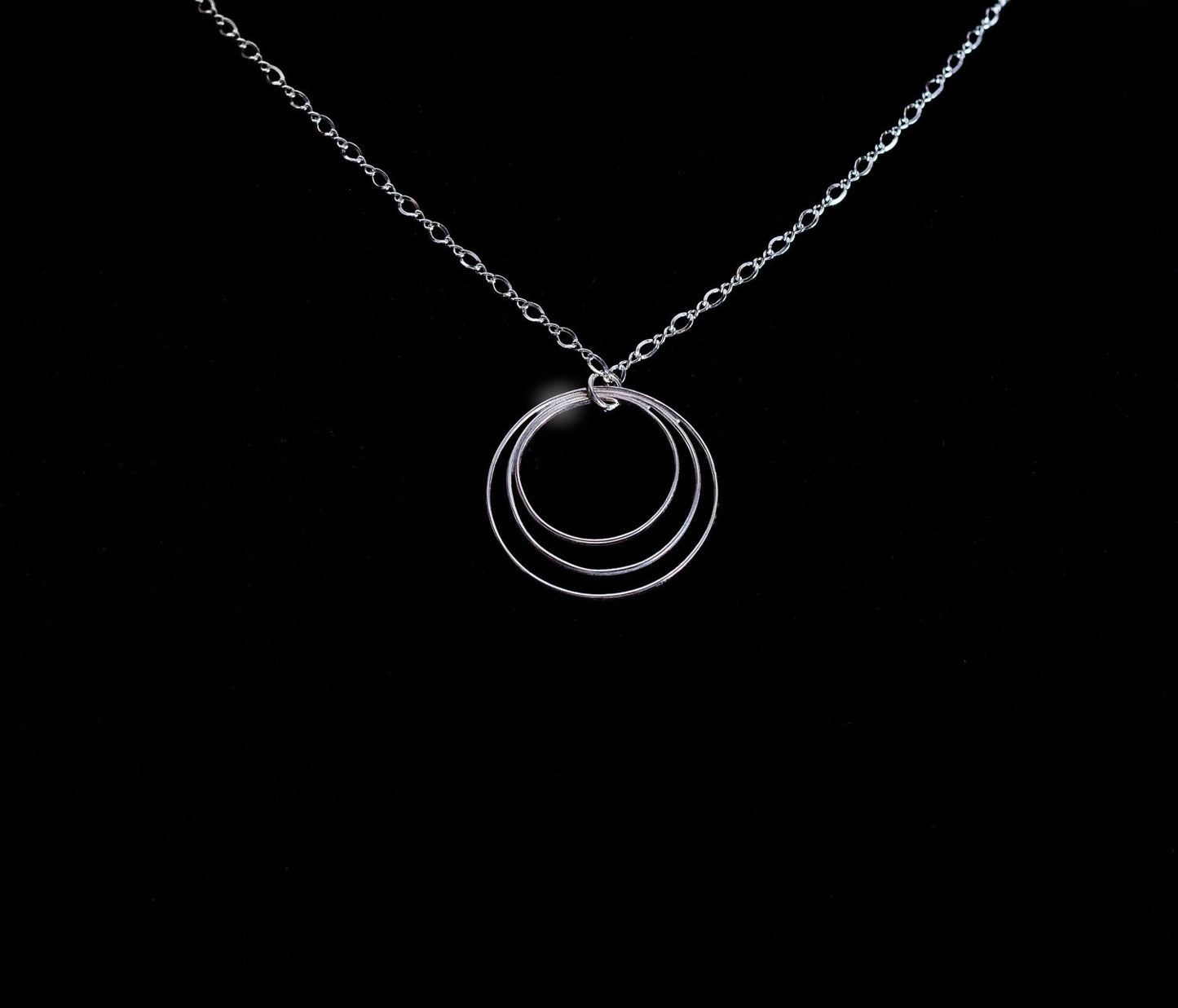 Handcrafted Argentium Silver Triple Circle Necklace, Tarnish Resistant Modern Jewelry