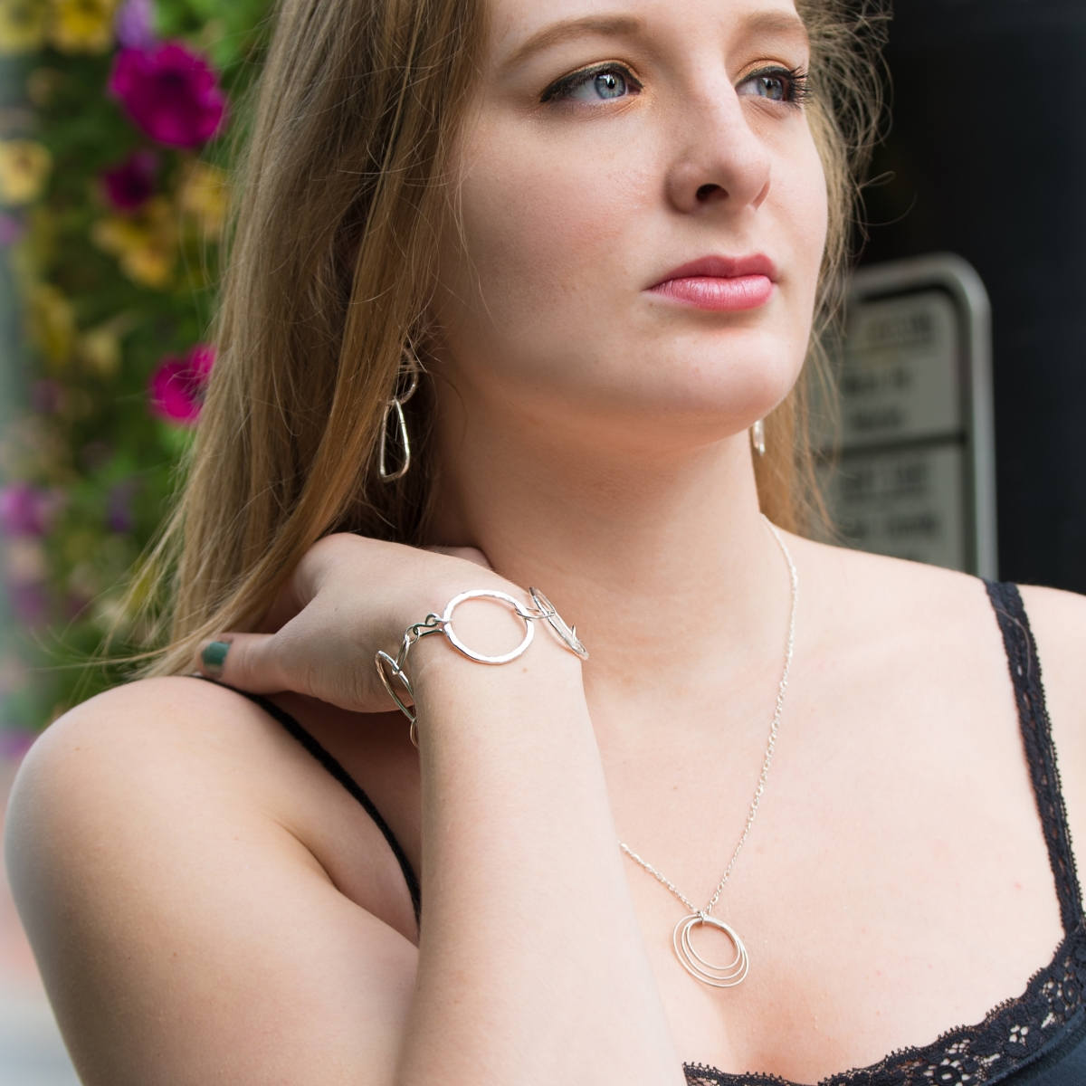 Handcrafted Argentium Silver Chunky Double Hoop Earrings, Hypoallergenic and Tarnish Resistant Jewelry
