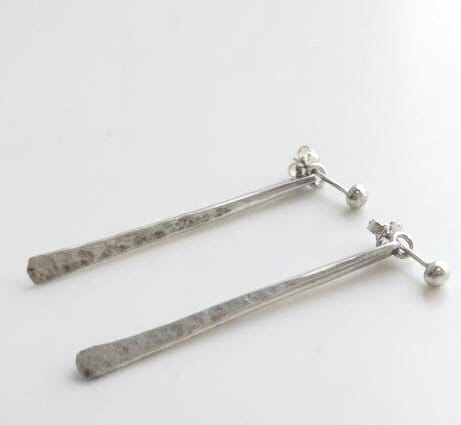 Hammered Argentium Silver Ear Jacket Earrings, Modern Boho, Hypoallergenic and Tarnish Resistant